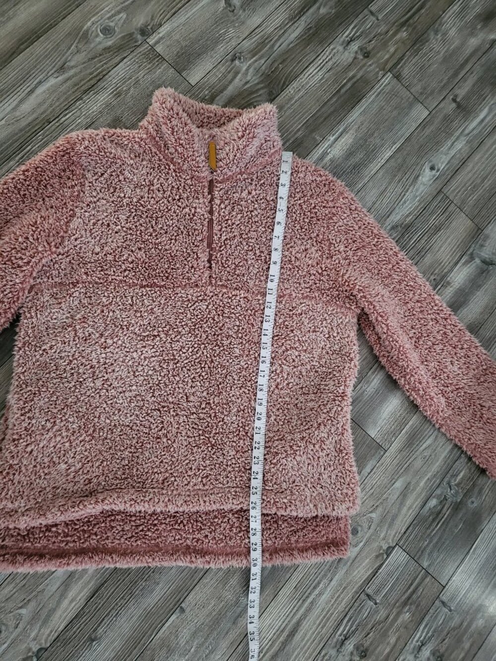 Sherpa Fleece Quarter-Zip Pullover XL Pink Oversized Style - Picture 4 of 12